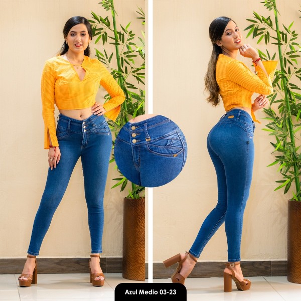 Pantalon colombiano Napoleon NA-01-2024 AZUL MEDIO