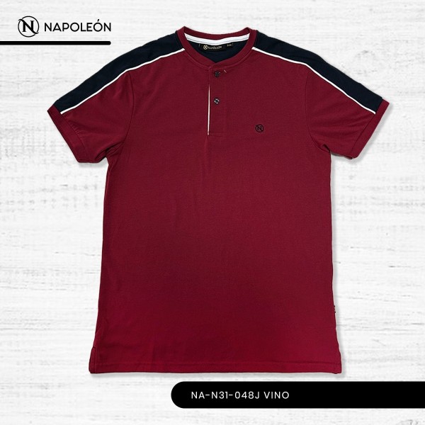 Playera Henley cuello chino  / Vino