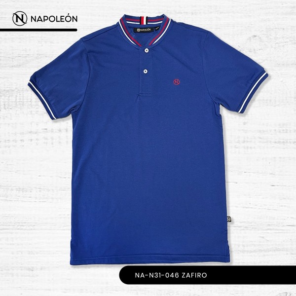 Playera Henley Cuello Chino / Azul Zafiro