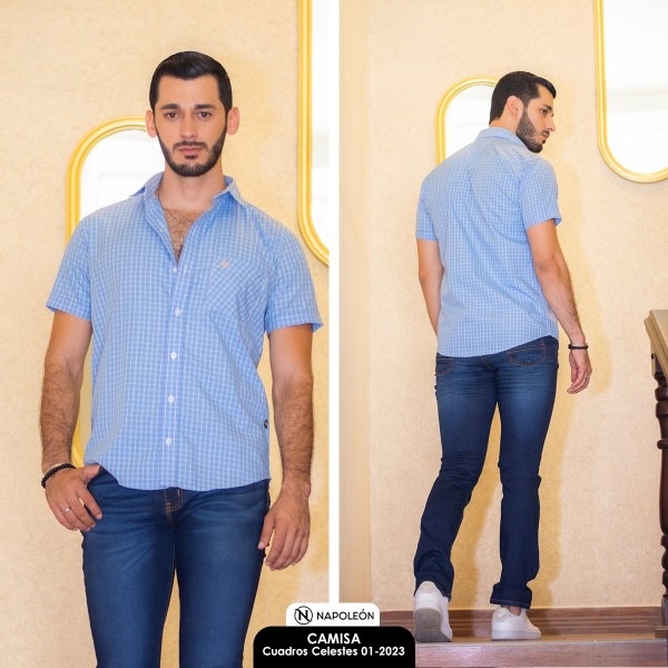 Camisa CUADROS CELESTE