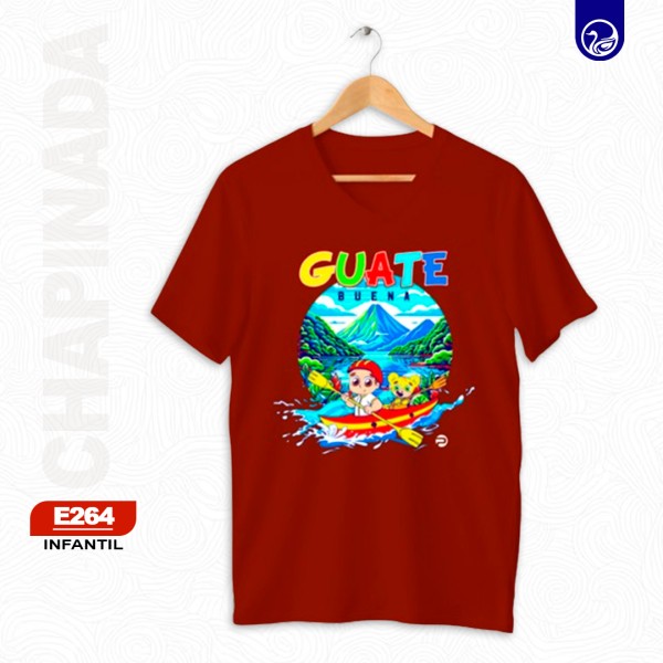 PLAYERA CHAPINADA NIÑO PC E264 GUATE BUENA/ATITLAN