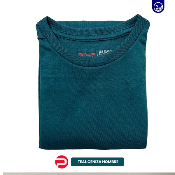 PLAYERA CUELLO REDONDO PC / TEAL CENIZA