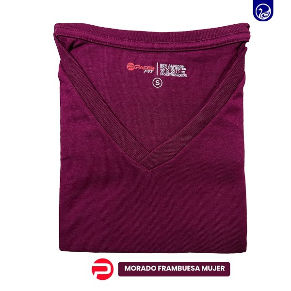 BLUSA CUELLO V PC / MORADO FRAMBUESA